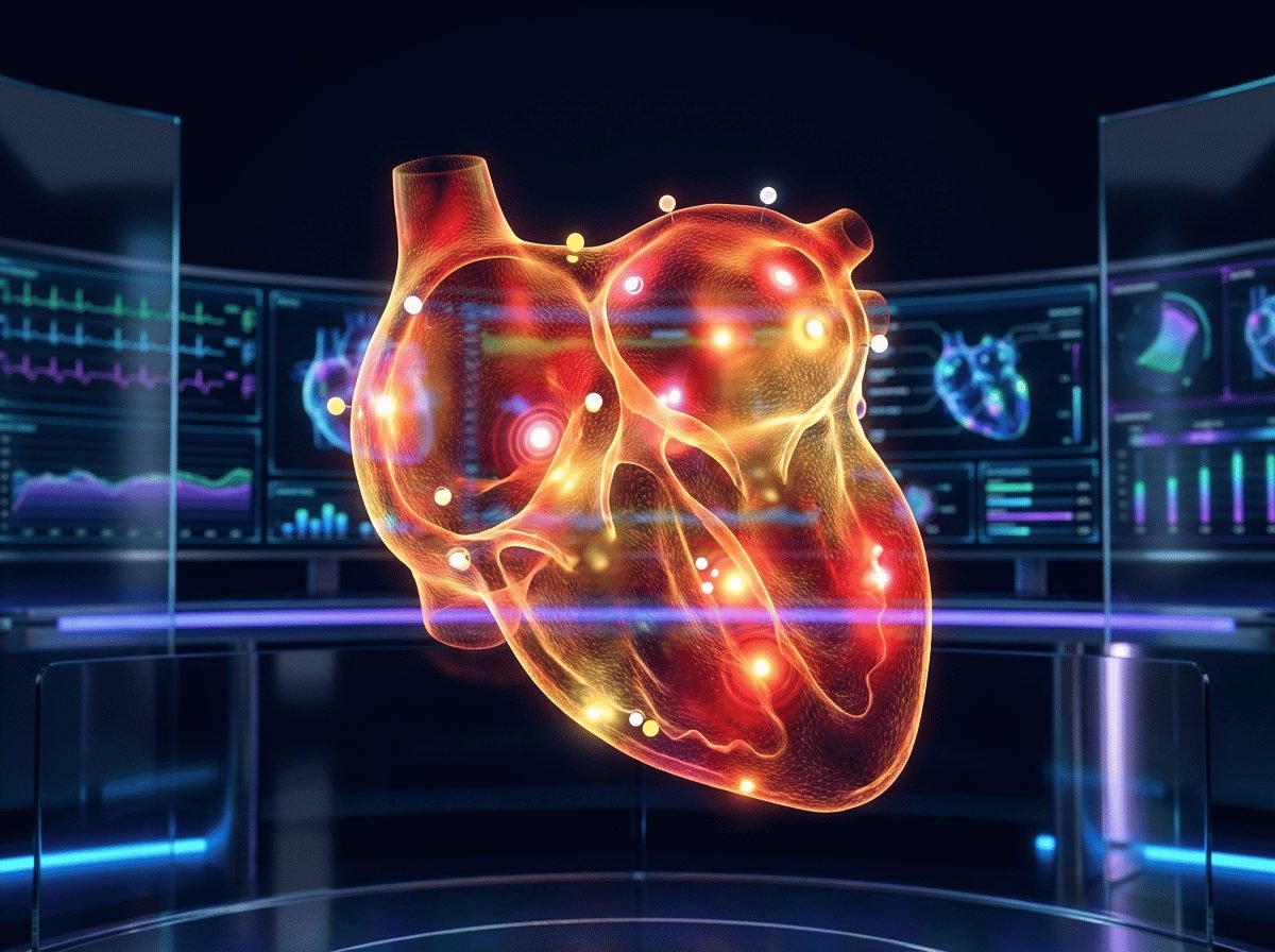 Ilustración digital avanzada del corazón mostrando focos eléctricos anormales asociados a arritmias y taquicardias supraventriculares, utilizada como imagen principal del blog de Cardiac & Vascular.